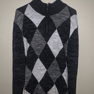 Carbon Argyle  Zip Sweater Men’s Large